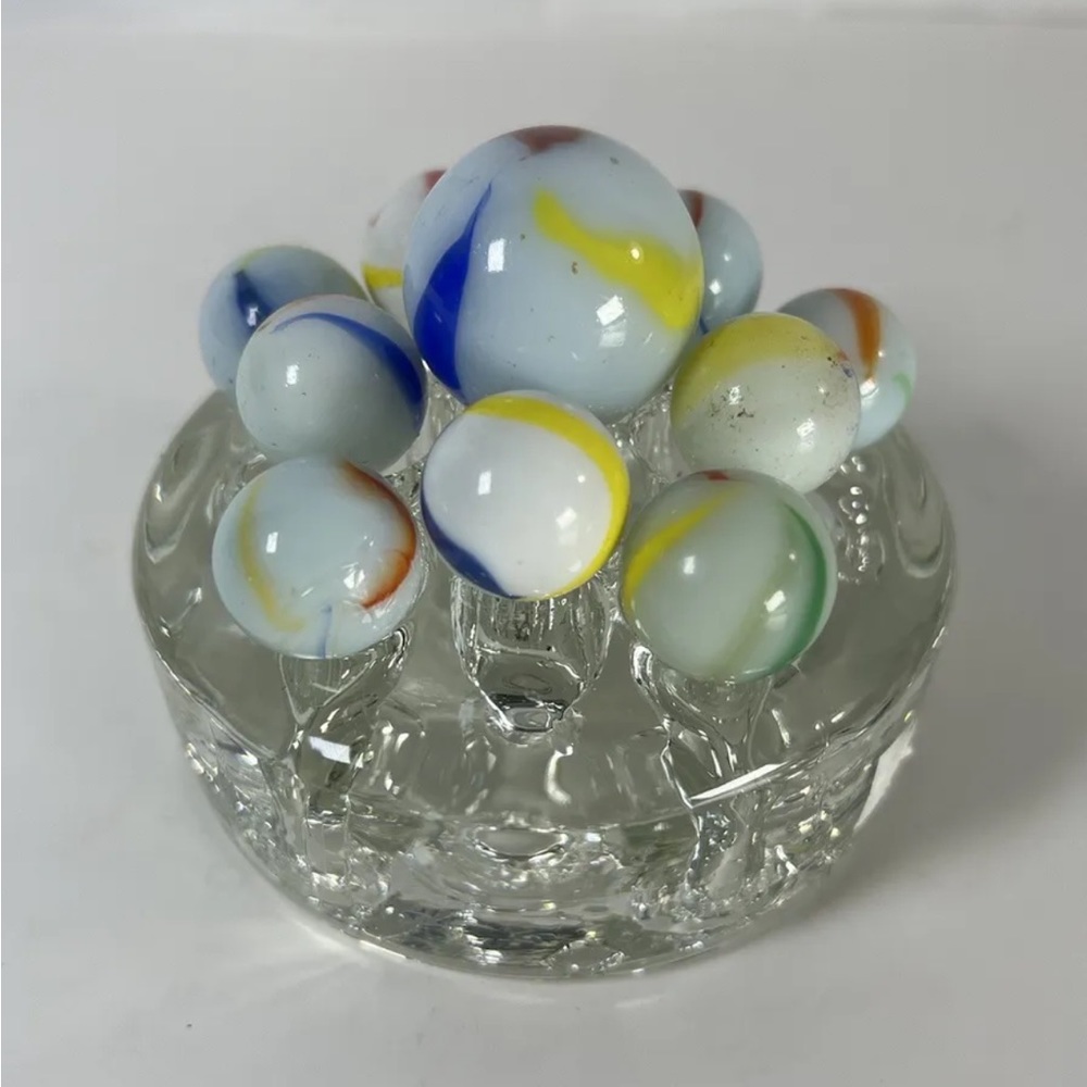 11 Carnival Swirl Marble lot including Large Shooter w/frog display